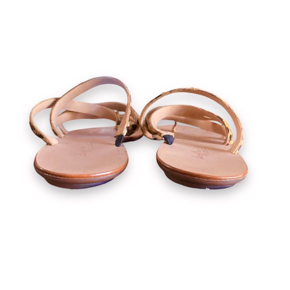New Loeffler Randall Calf Hair Flat Sandal Fit Sz 6.5 Cheetah Straps Toe Ring - Picture 11 of 11